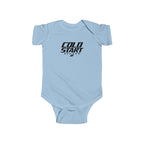 Light blue baby short-sleeve bodysuit with chest graphic logo