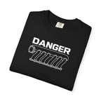 Black crewneck T-shirt with large "DANGER" intake manifold graphic