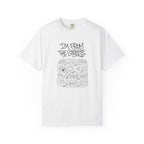 White crewneck graphic T-shirt with "I'm From The Streets" map illustration