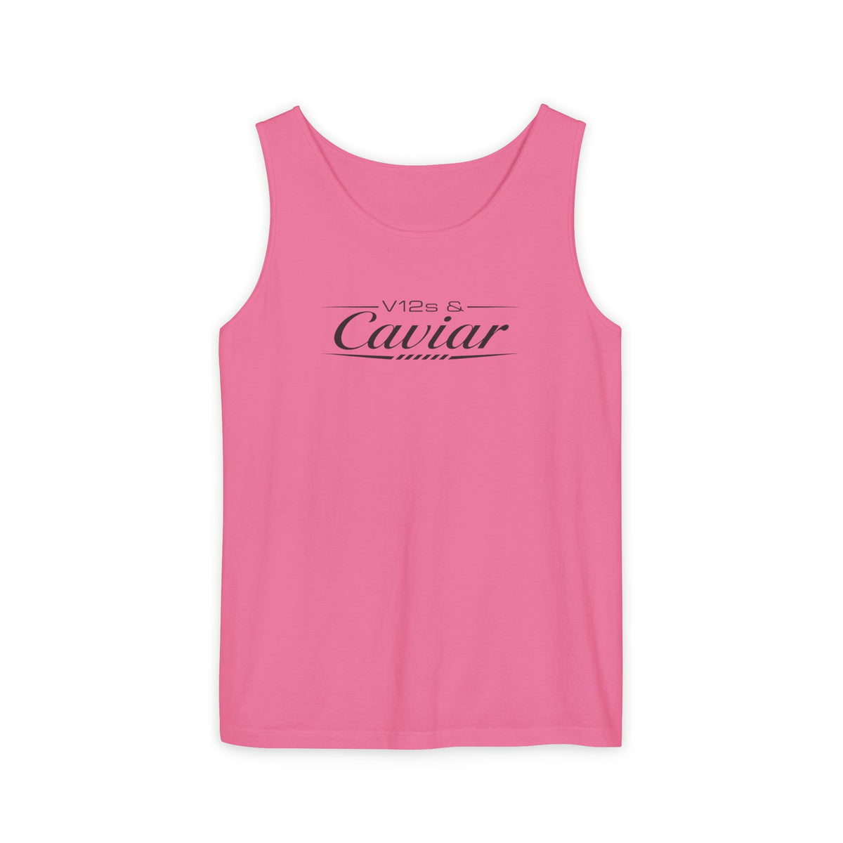 Hot pink tank top with “V12s Caviar” front graphic