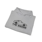 Sport grey pullover hoodie with front car logo graphic and drawstring hood