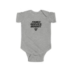 Baby bodysuit, heather gray, front graphic print