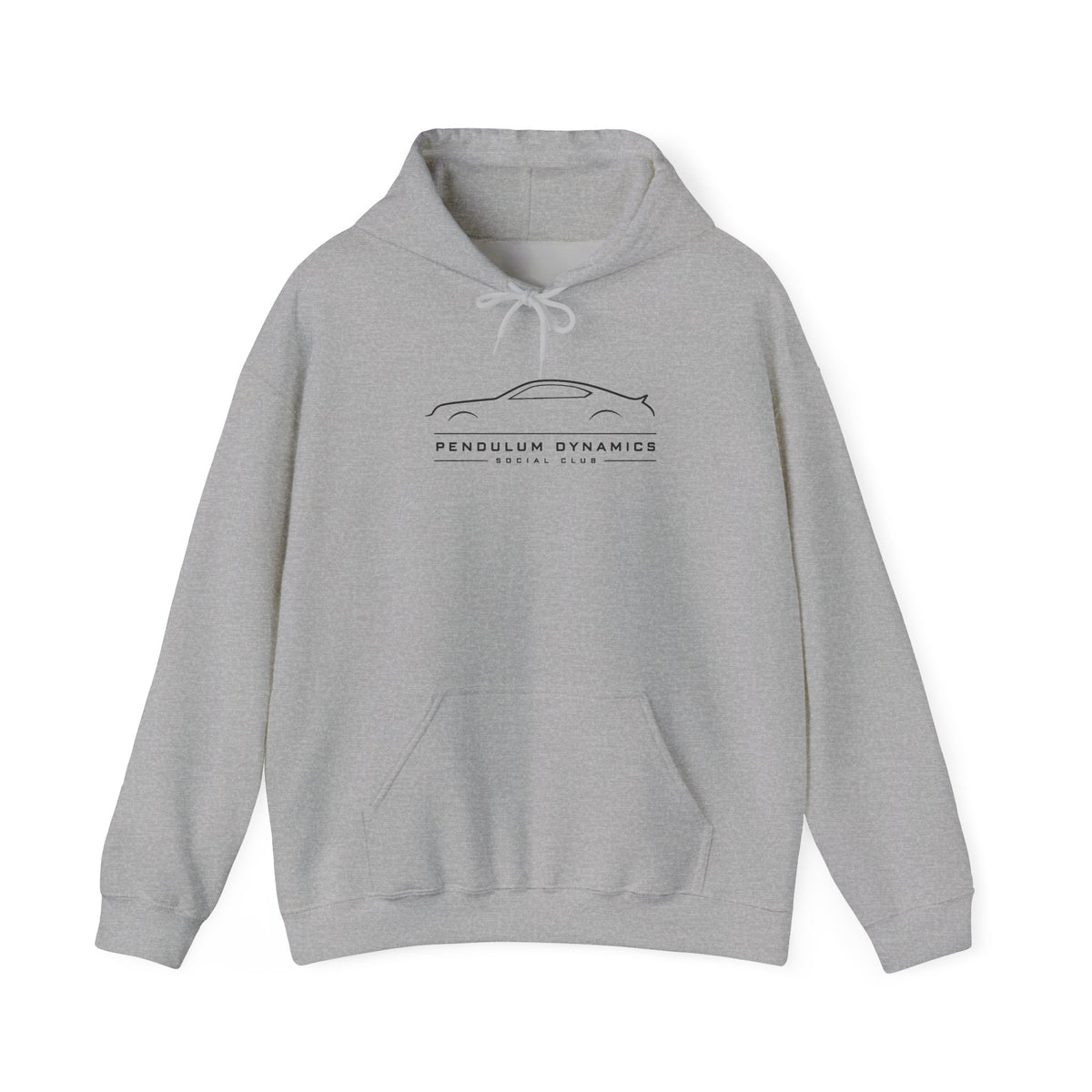 Sport grey social club hoodie with front logo graphic and front pouch pocket