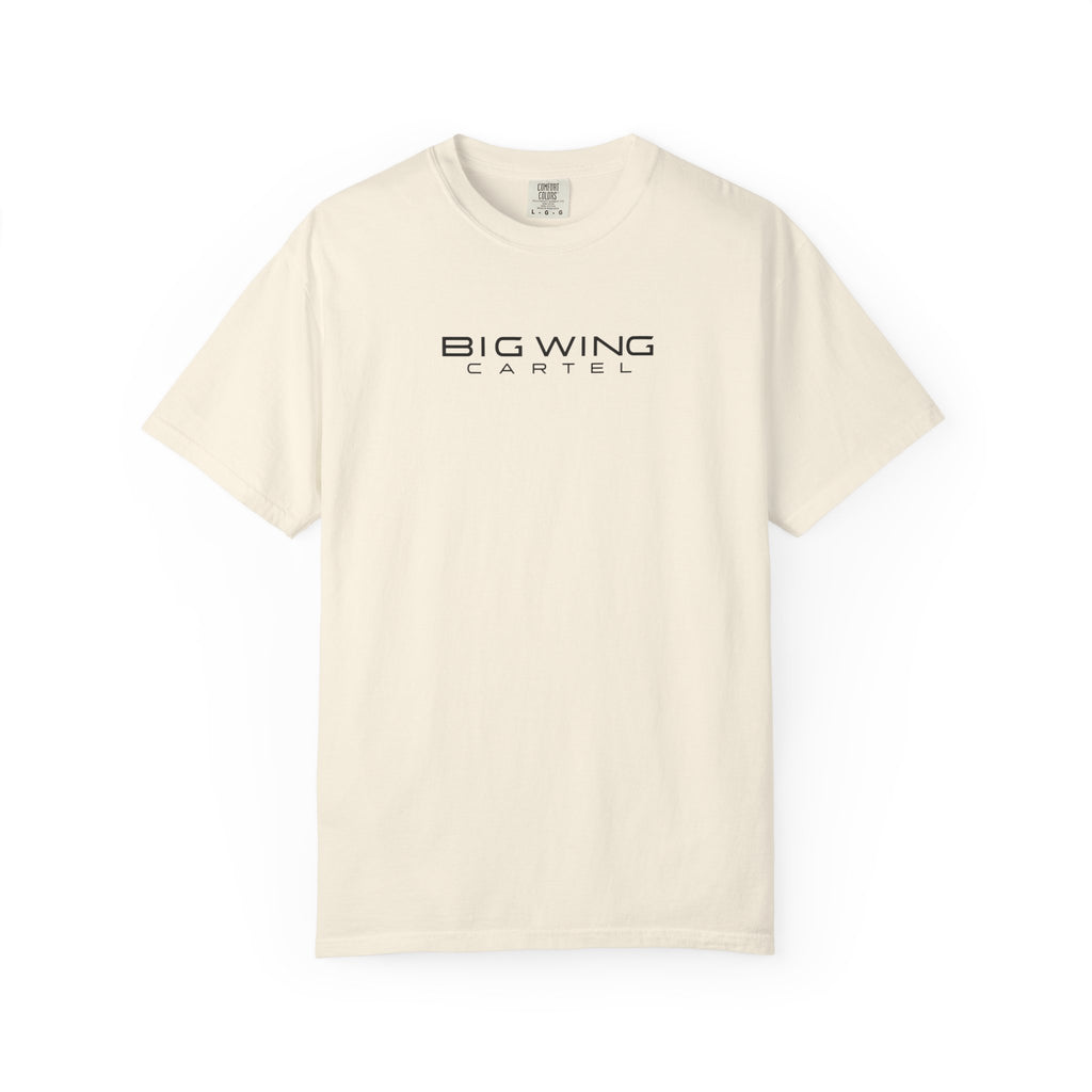 Ivory graphic T-shirt with Big Wing Cartel front logo print