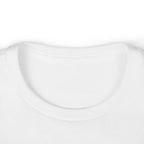 Kids T-shirt neckline close-up, white crew neck collar