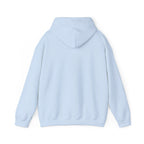 Light blue pullover hoodie with hood and kangaroo pocket, no visible graphic