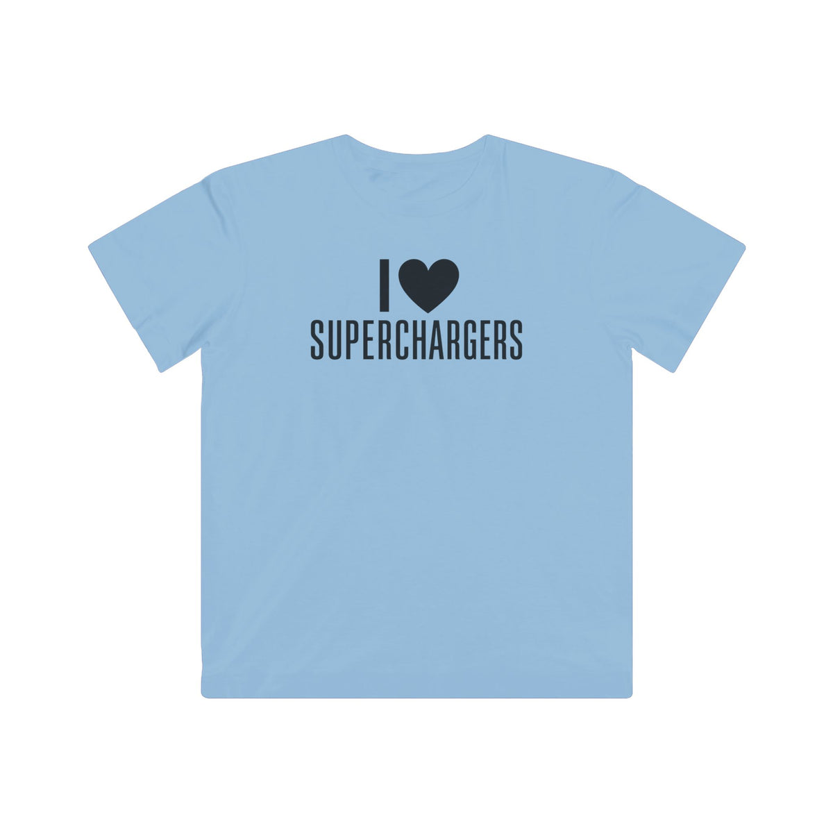 Kids light blue T-shirt with I ♥ Superchargers graphic on chest