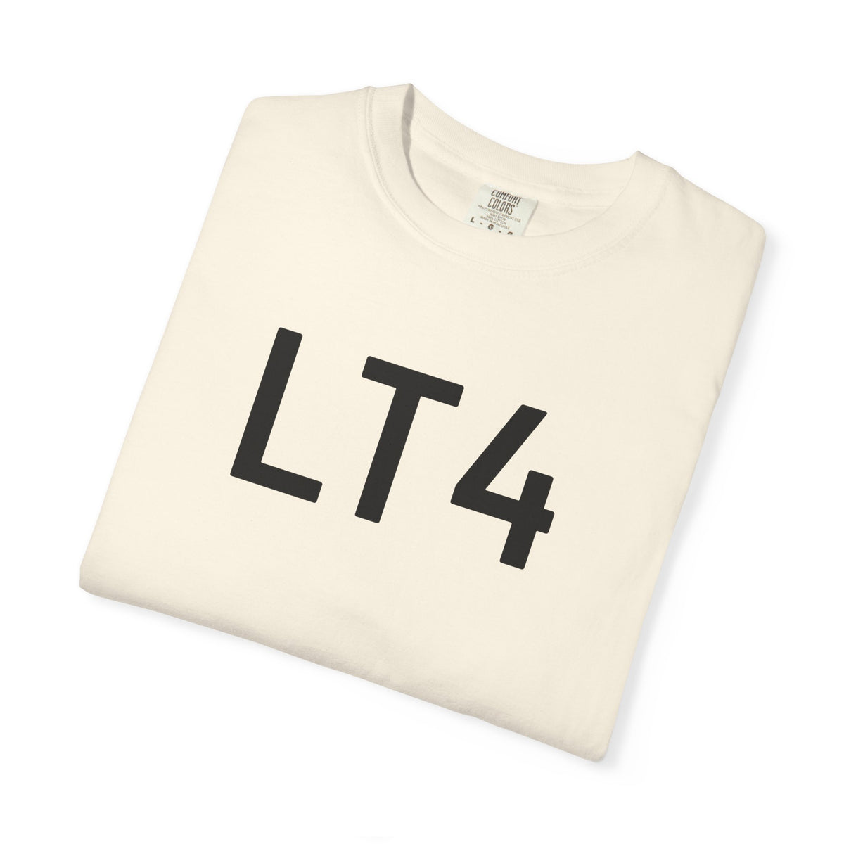 Ivory crewneck T-shirt with black 'LT4' front print