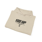 Sand pullover hoodie with drawstring hood and 100 HP Club chest logo