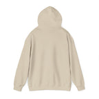Sand pullover hoodie with hood and long sleeves, back view