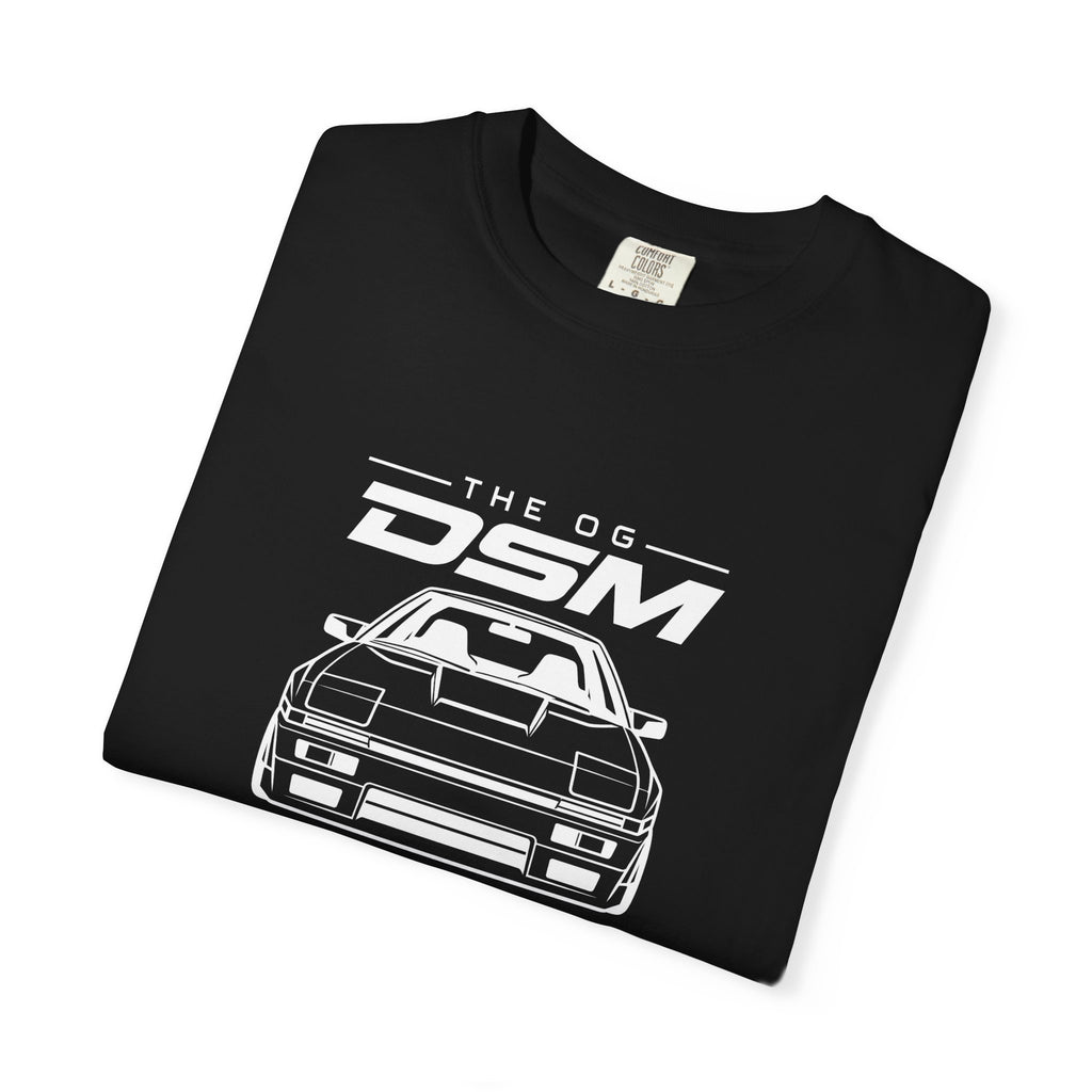 Black crewneck T-shirt with front DSM logo and detailed car graphic