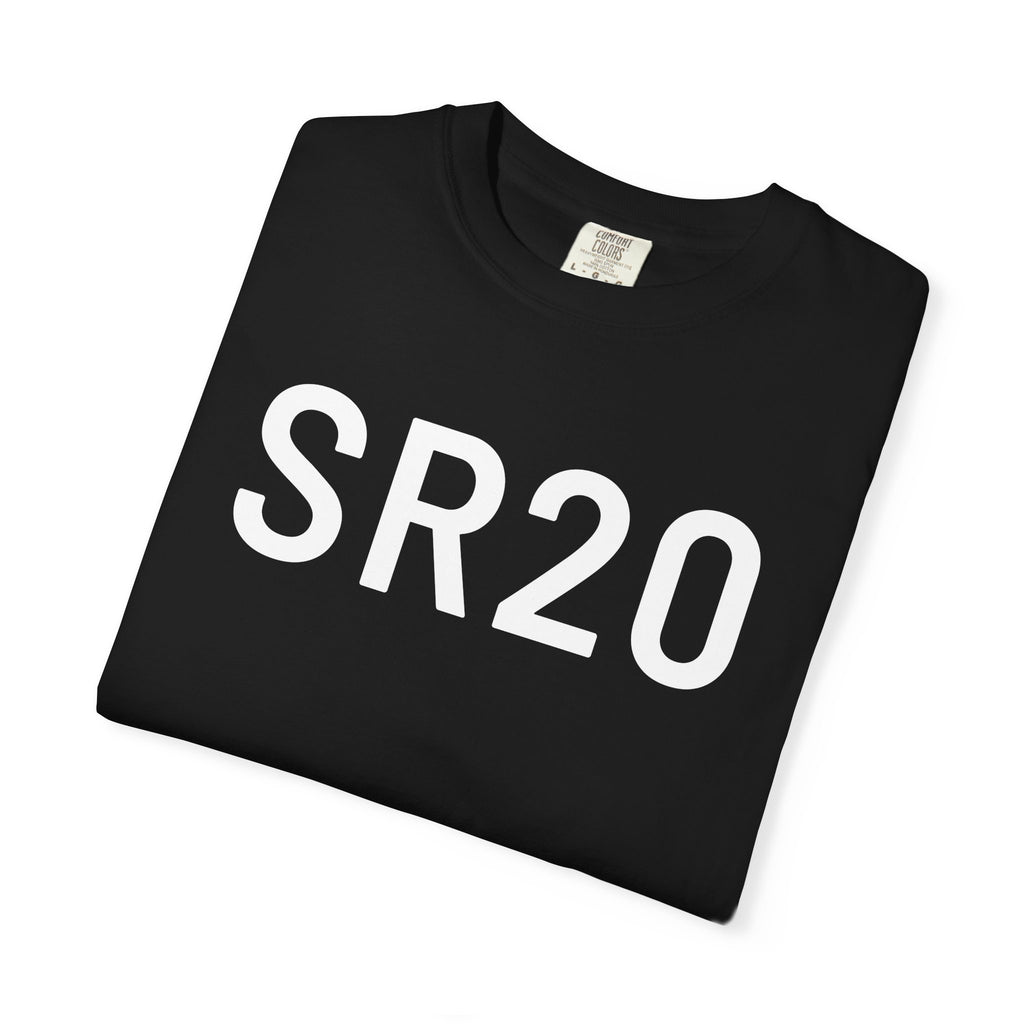 Black SR20 printed T-shirt with crew neck and short sleeves