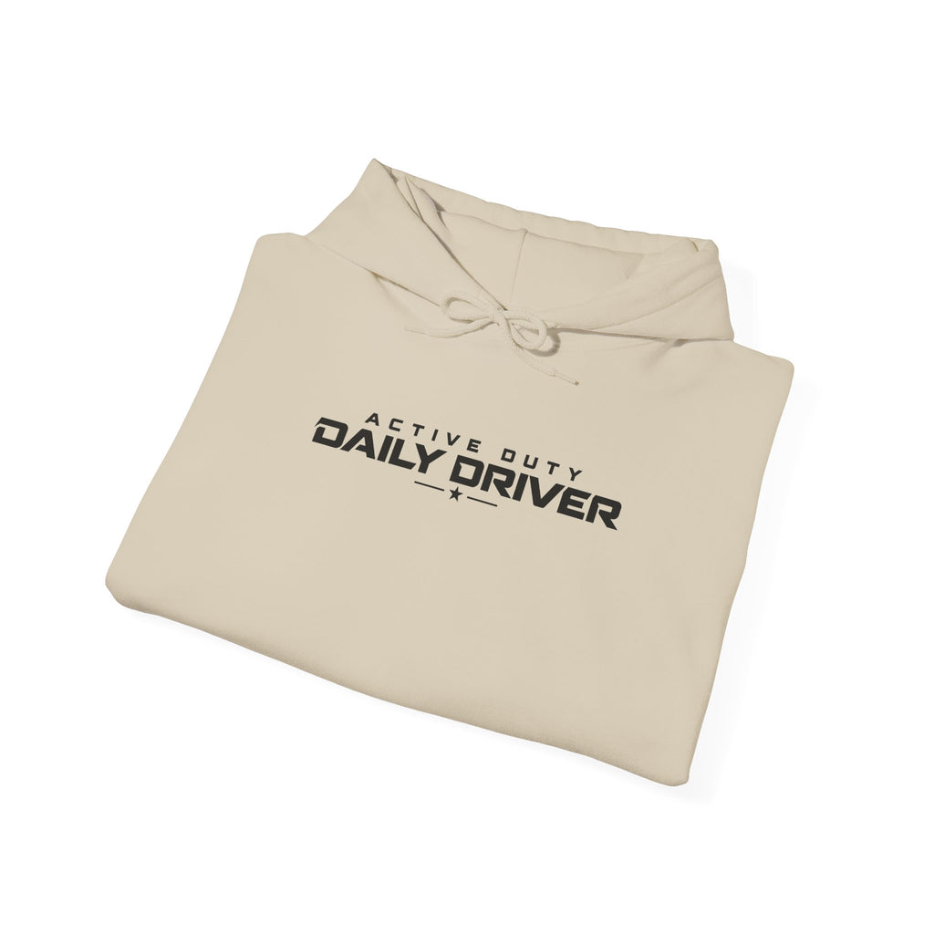 Light beige pullover hoodie folded flat with hood and drawstring