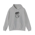 Sport grey pullover hoodie with drawstring hood and front gauge graphic