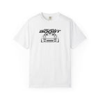 White JDM graphic T-shirt with front car print and crew neck