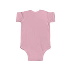 Pink short-sleeve baby bodysuit with snap leg opening