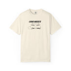 Ivory T-shirt with front 'Loud Noises' graphic illustration