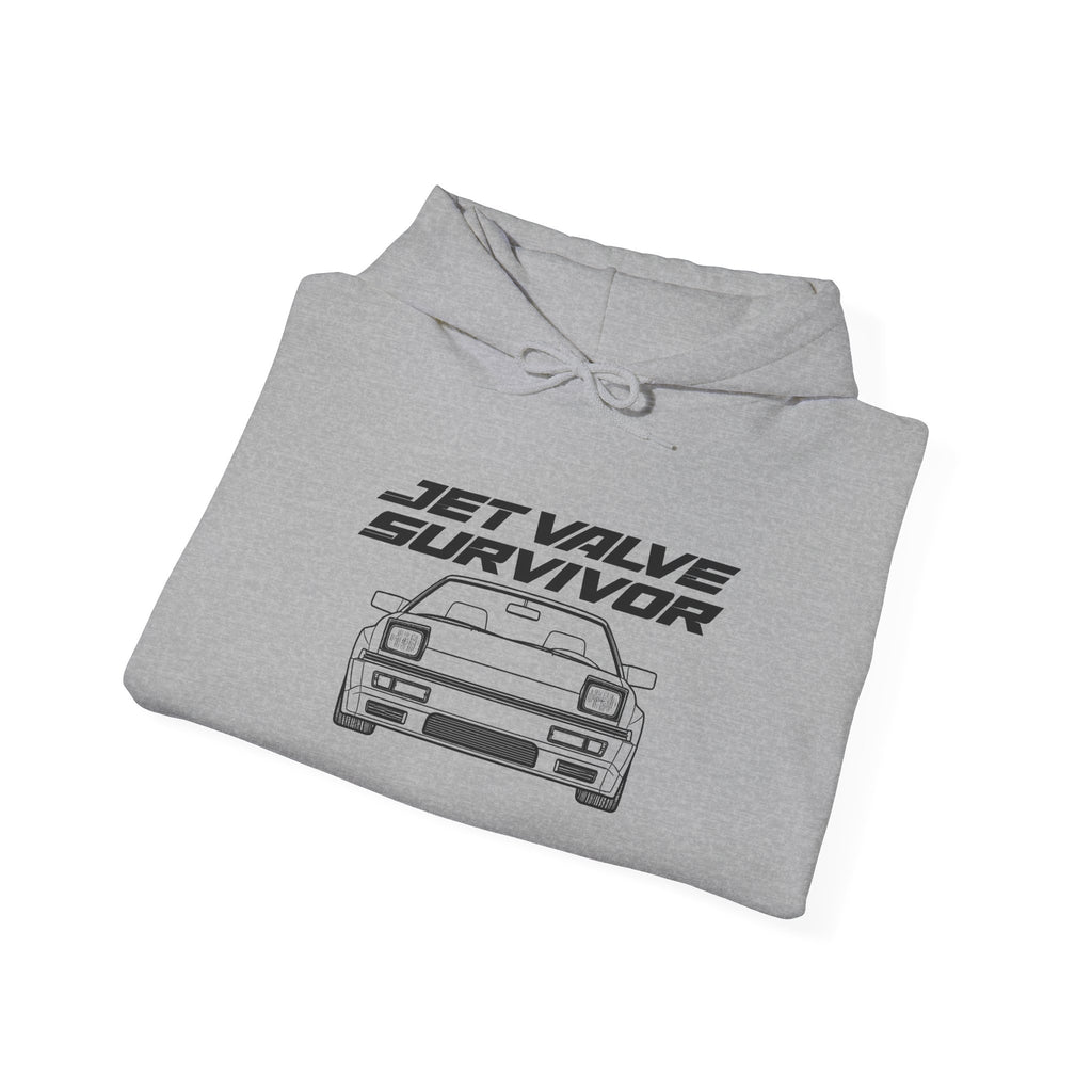 Sport grey hoodie with front drawstring and JDM-style car graphic