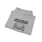 Sport grey hoodie with front drawstring and JDM-style car graphic