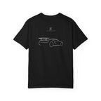 Black graphic T-shirt with car outline back print