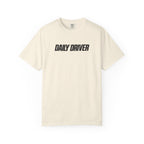 Ivory crewneck T-shirt with 'DAILY DRIVER' front graphic