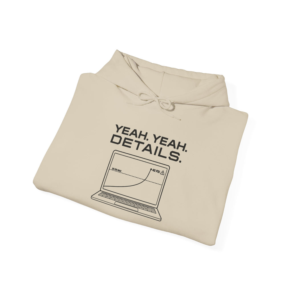 Sand pullover hoodie with drawstring hood and front laptop graphic