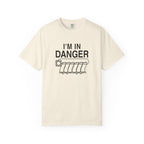 Ivory crewneck T-shirt with “I'M IN DANGER” graphic print and illustrated tank