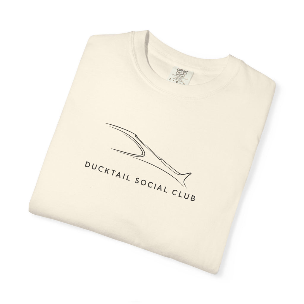 Ivory crewneck T-shirt with fish graphic logo printed on chest