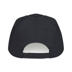 Black baseball cap with rear snapback strap