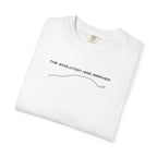 White crew-neck T-shirt with line-style chest logo print