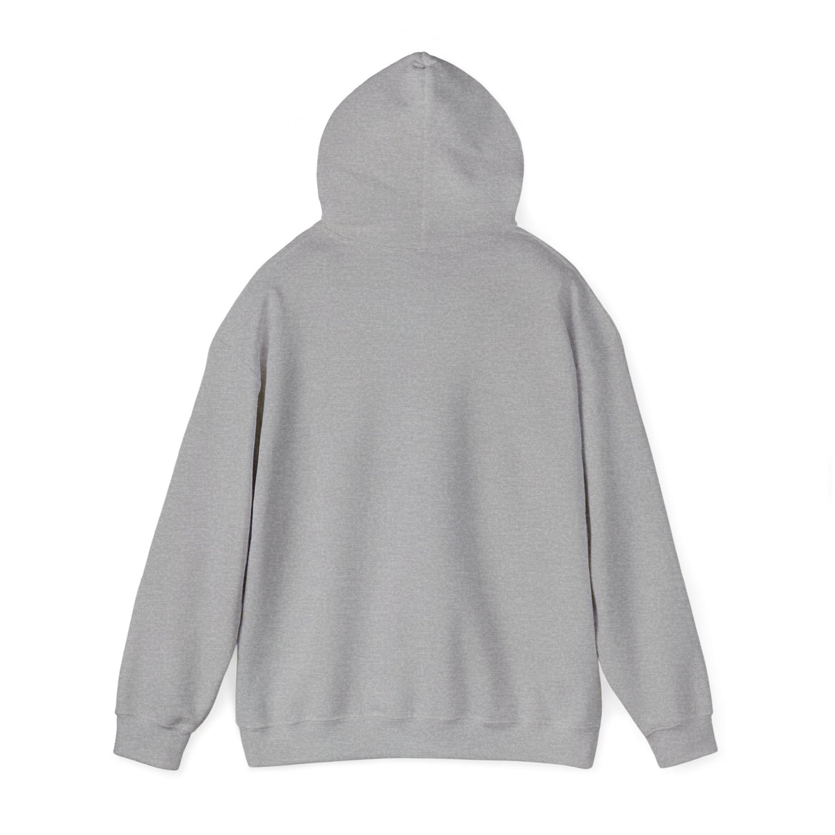 Sport grey hoodie back view with hood and long sleeves