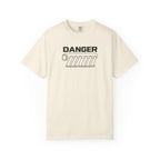 Ivory crewneck T-shirt with "DANGER" intake manifold graphic on chest