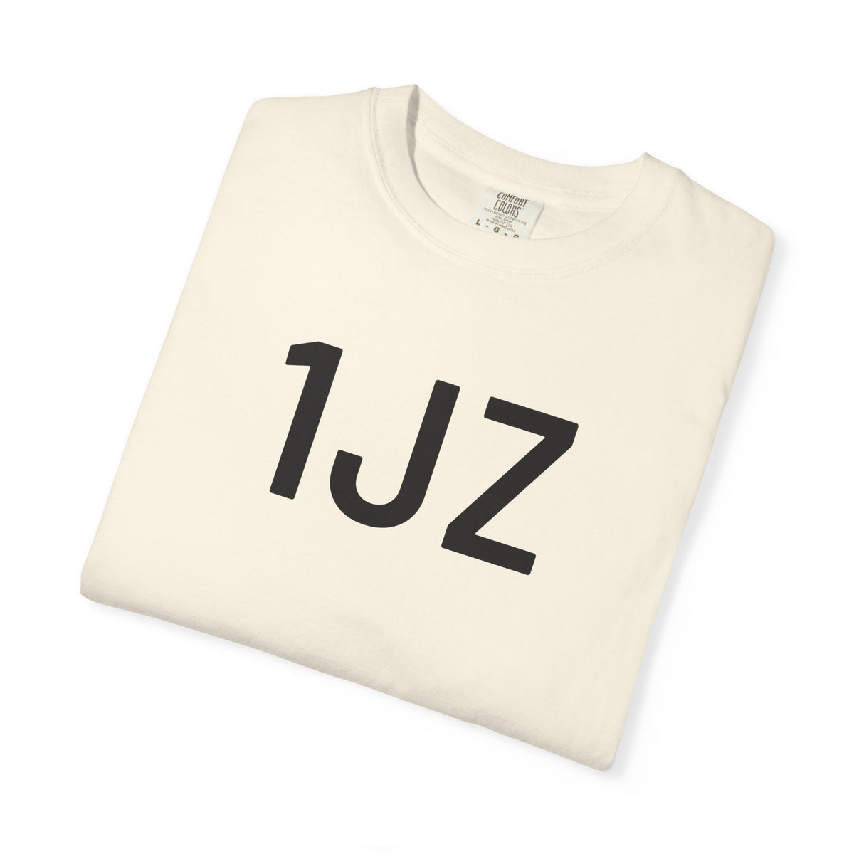 Ivory T-shirt with large black "1JZ" front graphic