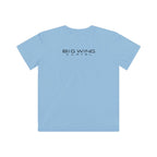 Kids light blue T-shirt with Big Wing Cartel chest logo graphic
