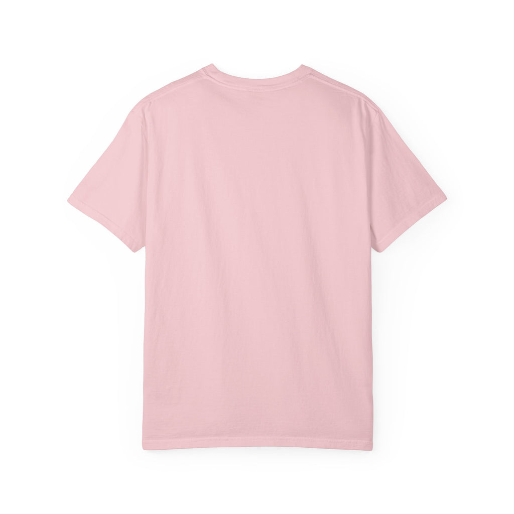 Blush pink T-shirt with crew neck and short sleeves, no visible front graphic
