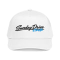 Embroidered baseball hat in white with "Sunday Drive Club" logo on the front.
