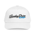 Embroidered baseball hat in white with "Sunday Drive Club" logo on the front.