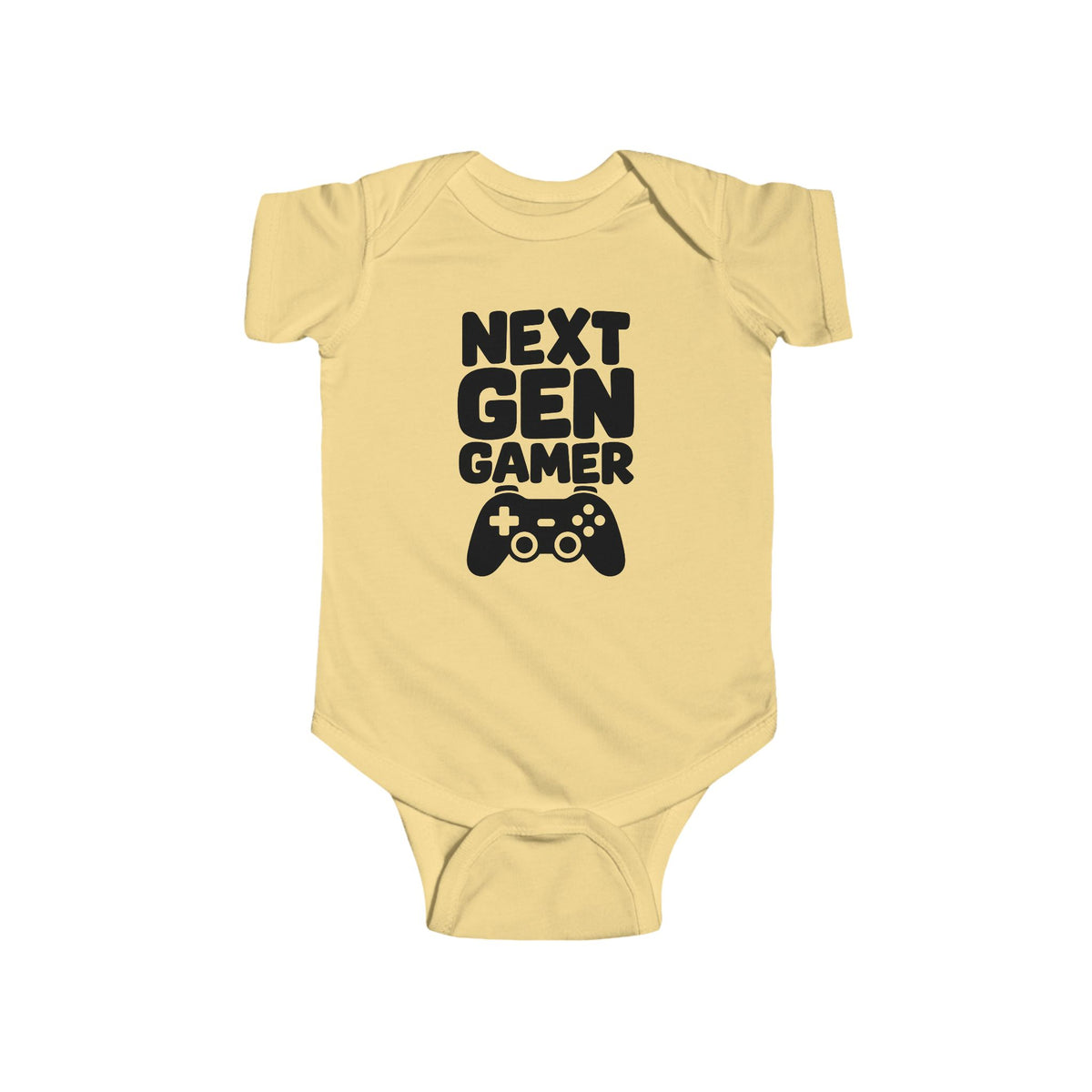 Butter baby bodysuit with 'Next Gen Gamer' gaming controller graphic