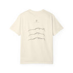 Ivory crewneck t-shirt with three line-art sports car silhouette print