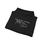 Big Wing Cartel hoodie, black with front logo graphic and hood