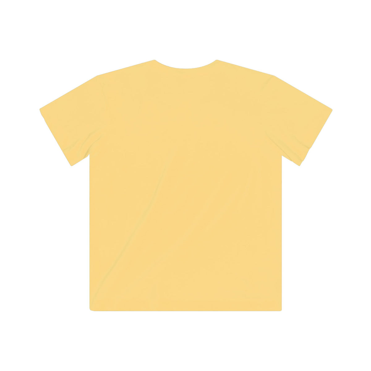 Kids' T-shirt, butter yellow, plain front view.