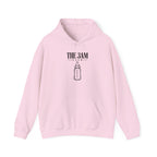 Baby pullover hoodie in light pink with “THE 3AM CLUB” bottle graphic on chest