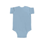 Light blue baby bodysuit, short sleeves, snap bottom