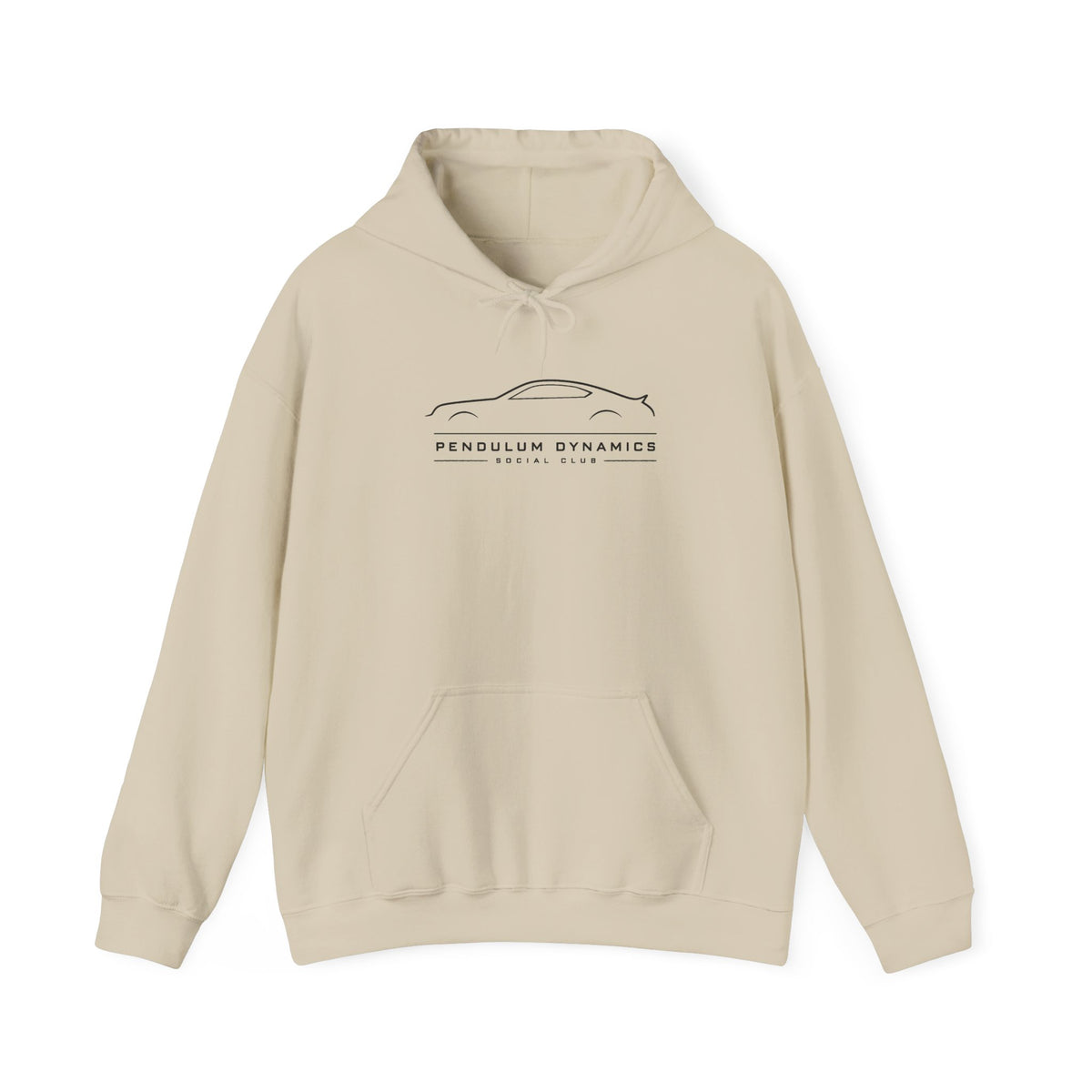 Sand social club hoodie with front logo graphic and drawstring hood