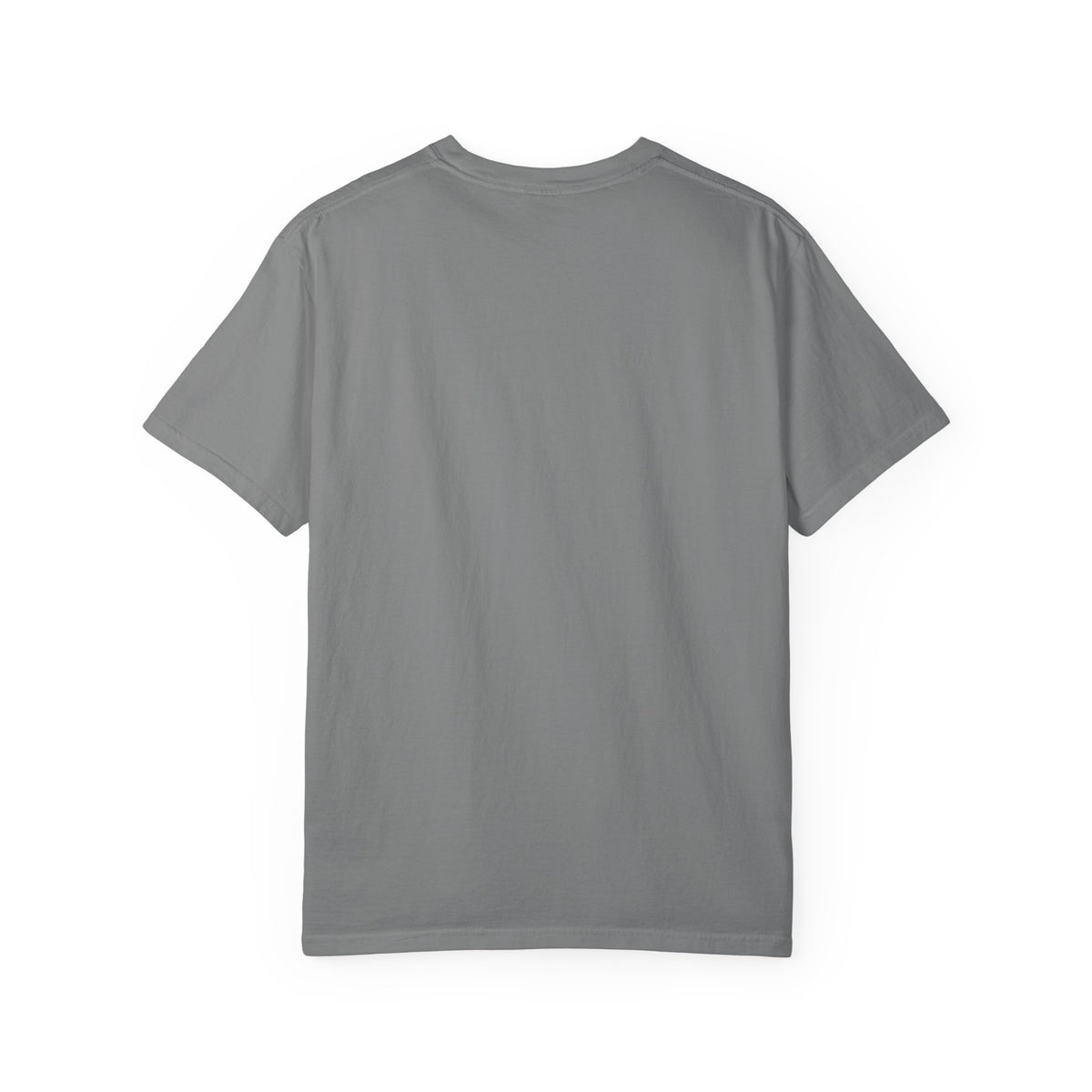 Heather grey T-shirt back view, plain
