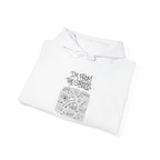 White map graphic hoodie folded front with hood and drawstrings