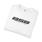 White crew-neck T-shirt with B58 Social Club logo on front