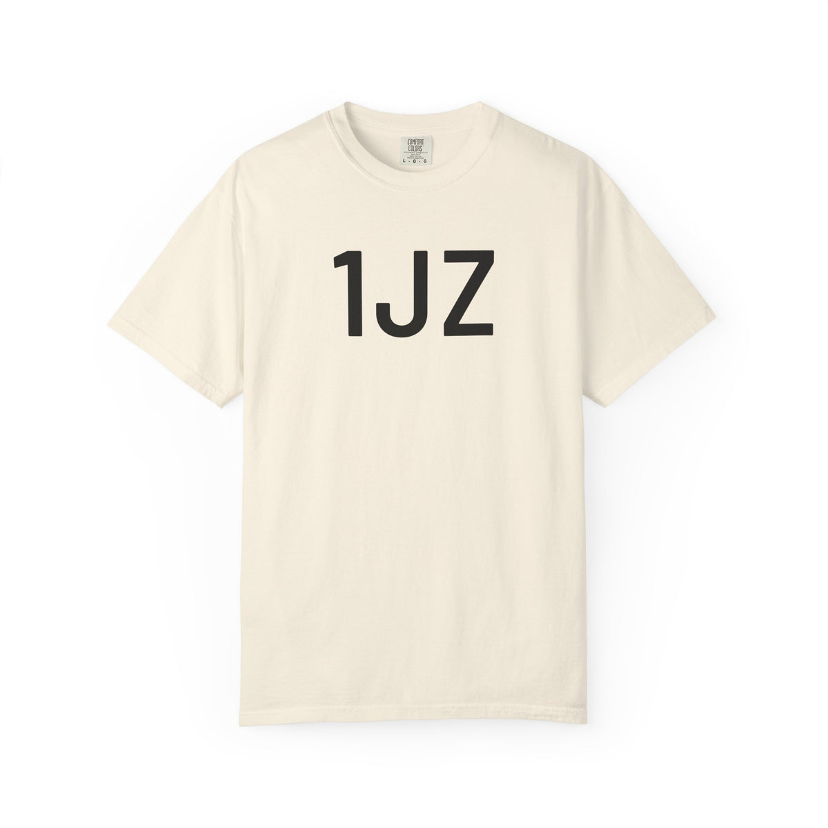 Ivory T-shirt with bold black "1JZ" front print
