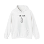 Baby pullover hoodie in white with “THE 3AM CLUB” bottle graphic on chest