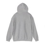 Sport grey pullover hoodie back view with hood and long sleeves